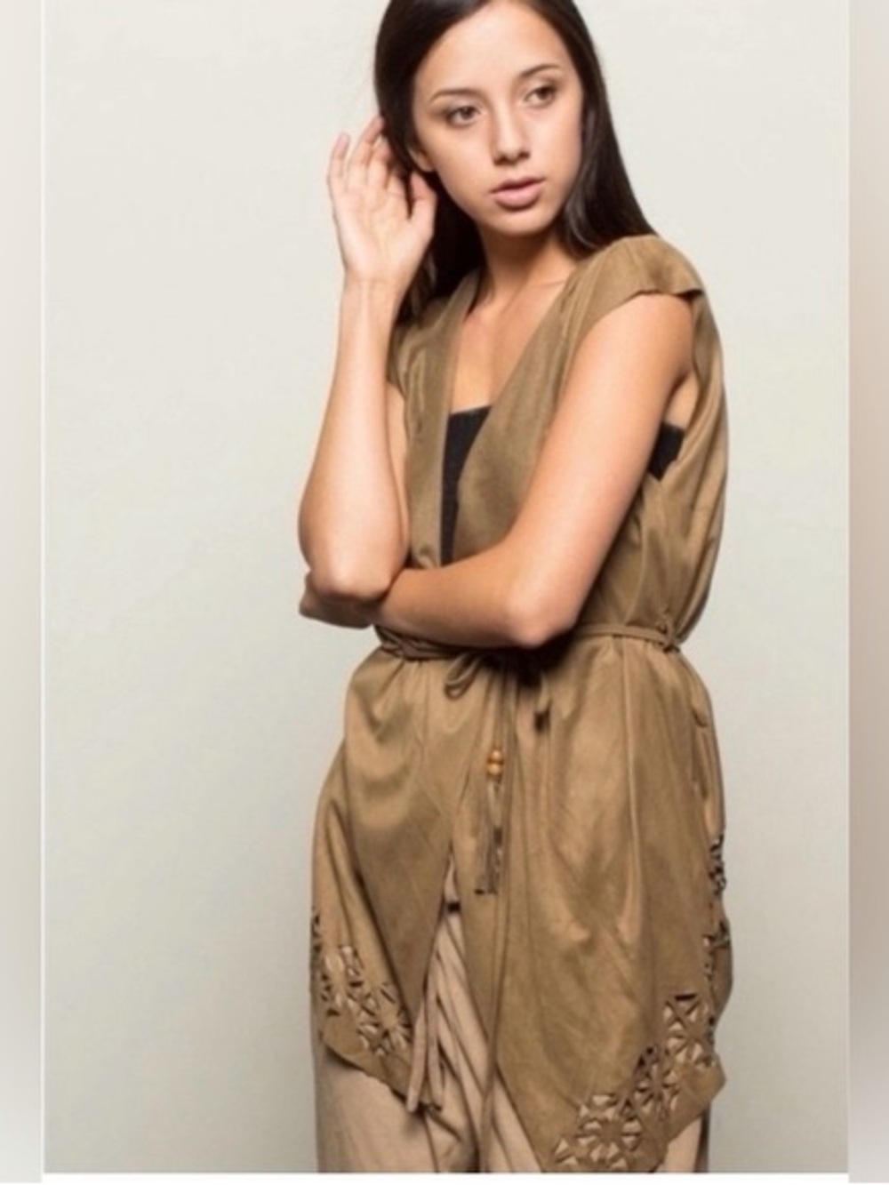 POL Boho brown Sleeveless Vest  Size L NEW